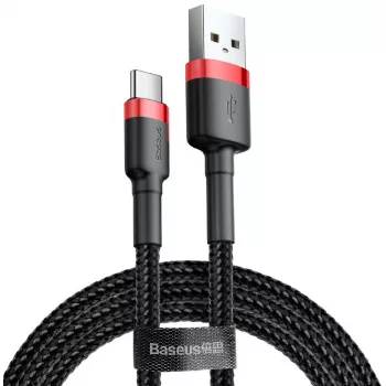 BASEUS pīts Cafule ātrās uzlādes kabelis - USB Type-A uz Type-C 2A - 2m - Melns (Neilons)