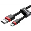 BASEUS pīts Cafule ātrās uzlādes kabelis - USB Type-A uz Type-C 2A - 2m - Melns (Neilons)