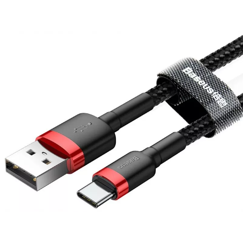 BASEUS pīts Cafule ātrās uzlādes kabelis - USB Type-A uz Type-C 2A - 2m - Melns (Neilons)