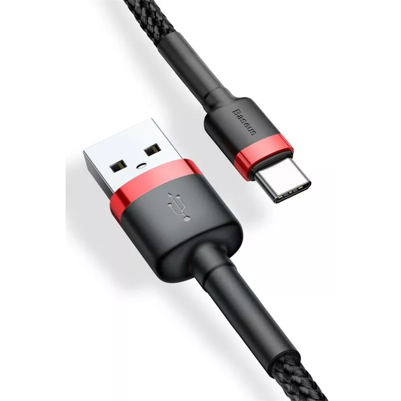 BASEUS pīts Cafule ātrās uzlādes kabelis - USB Type-A uz Type-C 2A - 2m - Melns (Neilons)