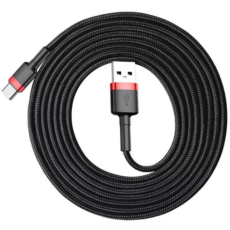 BASEUS pīts Cafule ātrās uzlādes kabelis - USB Type-A uz Type-C 2A - 2m - Melns (Neilons)
