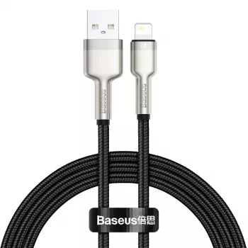 BASEUS Fast Charge Cafule datu pārraides kabelis - USB Type-A uz Lightning - 480Mbps (2.4A PD) - 1m - Melns