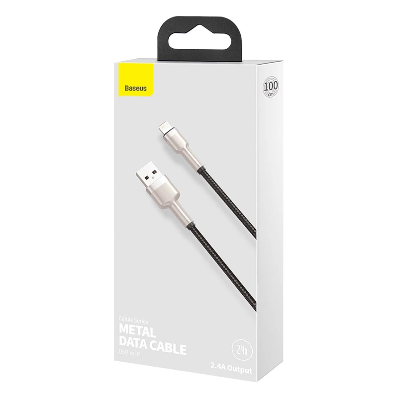 BASEUS Fast Charge Cafule datu pārraides kabelis - USB Type-A uz Lightning - 480Mbps (2.4A PD) - 1m - Melns