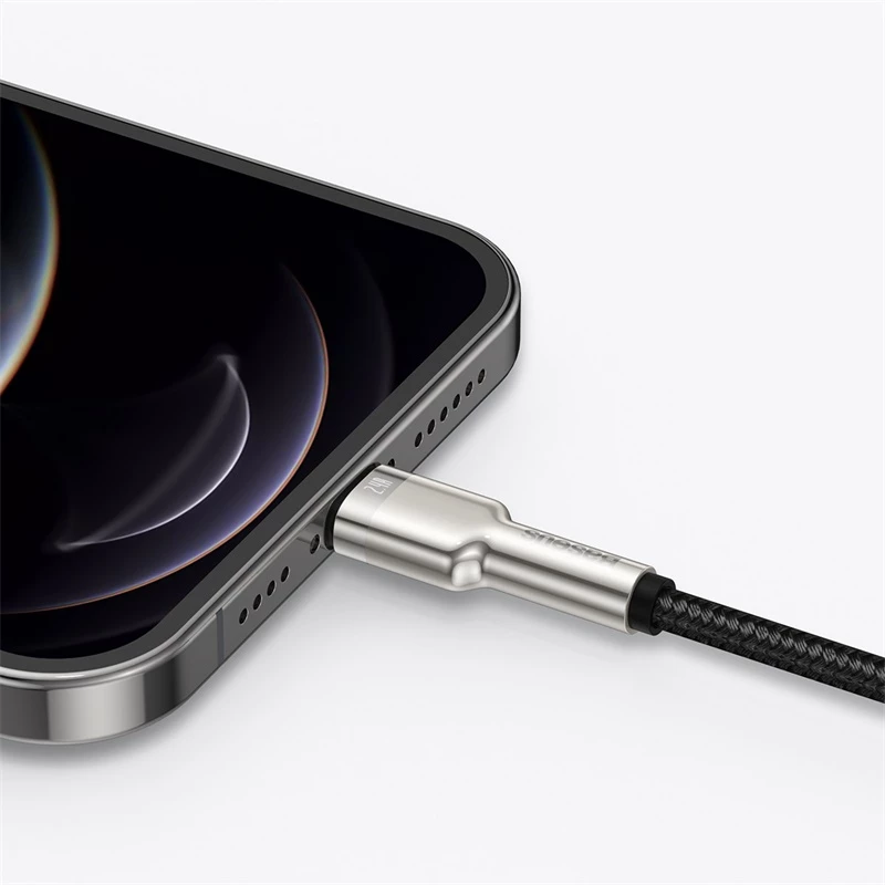 BASEUS Fast Charge Cafule datu pārraides kabelis - USB Type-A uz Lightning - 480Mbps (2.4A PD) - 1m - Melns