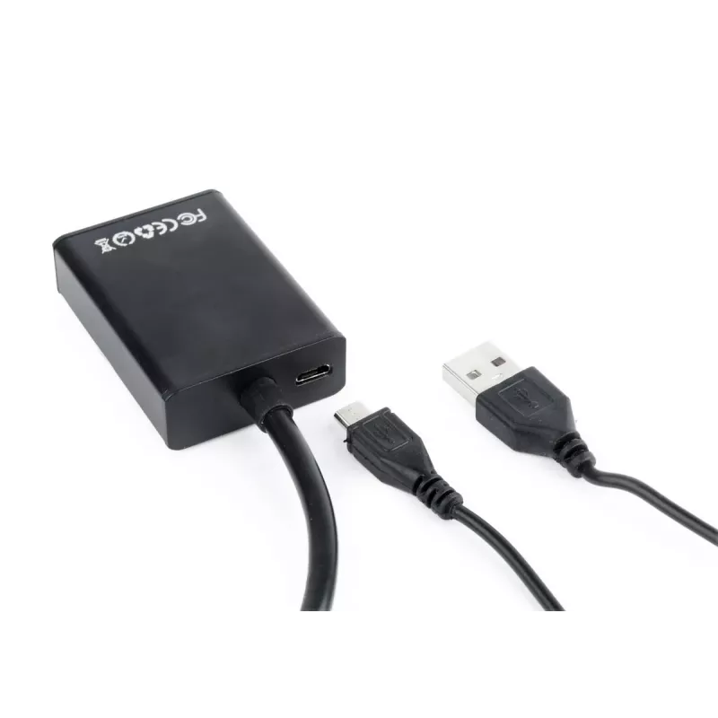 GEMBIRD VGA–HDMI adaptera kabelis, USB barošana 15cm – melns