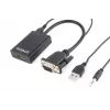 GEMBIRD VGA–HDMI adaptera kabelis, USB barošana 15cm – melns