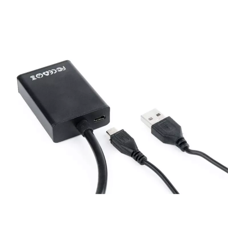 GEMBIRD VGA–HDMI adaptera kabelis, USB barošana 15cm – melns