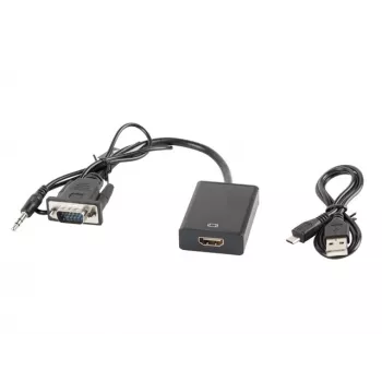 LANBERG Video kabeļa adapteris HDMI Type A (standarta) VGA (D-Sub) 0.2m melns