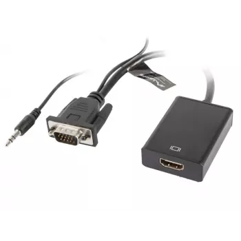 LANBERG Video kabeļa adapteris HDMI Type A (standarta) VGA (D-Sub) 0.2m melns