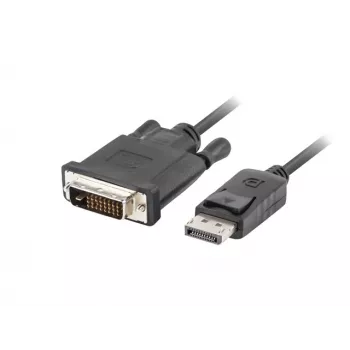 Video kabeļa adapteris LANBERG DisplayPort (vīrišķā) uz DVI‑D (vīrišķā), 1 m, melns, atbalsta 1080p