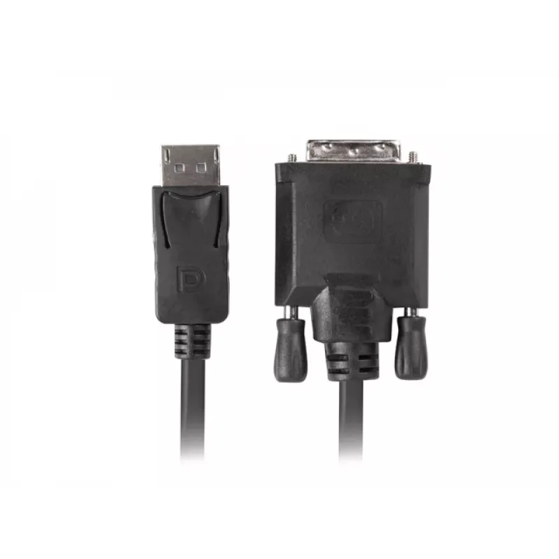 Video kabeļa adapteris LANBERG DisplayPort (vīrišķā) uz DVI‑D (vīrišķā), 1 m, melns, atbalsta 1080p