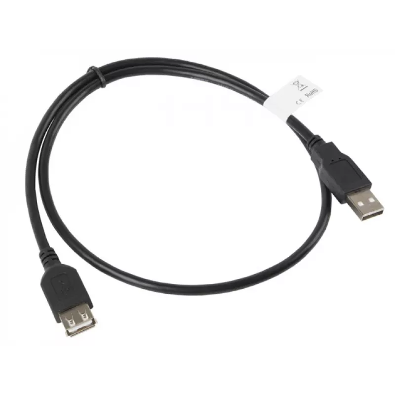 USB A–USB A kabelis LANBERG CA-USBE-10CC-0007-BK, USB 2.0, 0,7 m, melns
