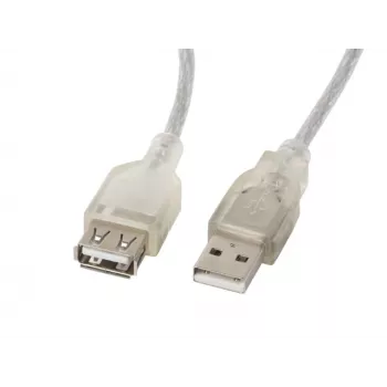 USB kabelis LANBERG CA-USBE-12CC-0018-TR 1,8 m USB 2.0 A–A caurspīdīgs