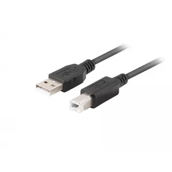 LANBERG USB-a(m)->USB-b(m) 2.0 kabelis 1m melns ar ferīta serdi, kastīte