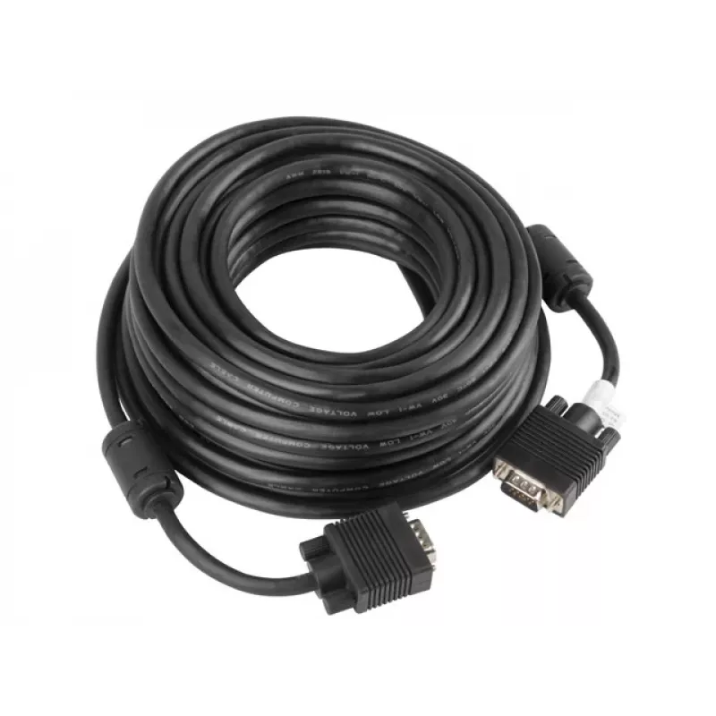 VGA kabelis LANBERG CA-VGAC-10CC-0150-B — 15 m, VGA (D-Sub) vīr.-vīr., melns, ferīta lodīte