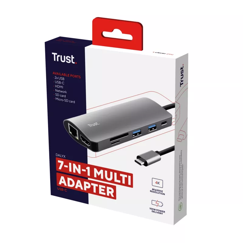 Trust Dalyx interfeisa kartes/adapteris Iekšējais HDMI, RJ-45, USB 3.2 Gen 1 (3.1 Gen 1)