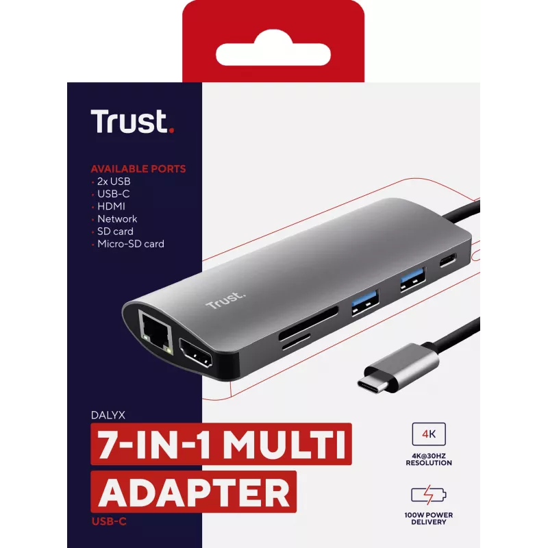 Trust Dalyx interfeisa kartes/adapteris Iekšējais HDMI, RJ-45, USB 3.2 Gen 1 (3.1 Gen 1)