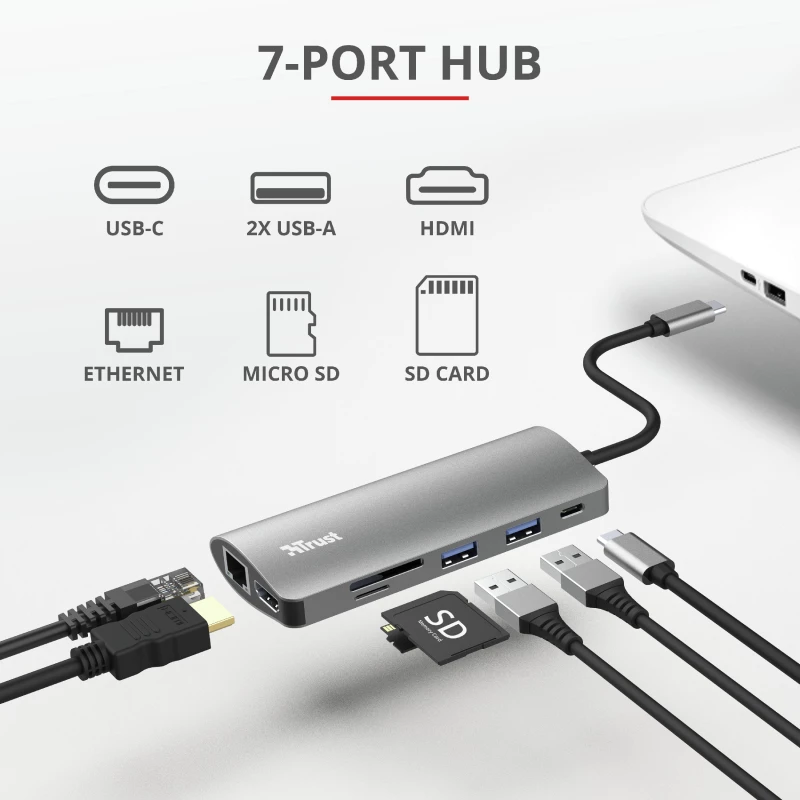 Trust Dalyx interfeisa kartes/adapteris Iekšējais HDMI, RJ-45, USB 3.2 Gen 1 (3.1 Gen 1)