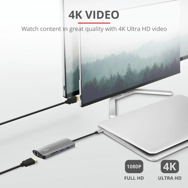 Trust Dalyx interfeisa kartes/adapteris Iekšējais HDMI, RJ-45, USB 3.2 Gen 1 (3.1 Gen 1)