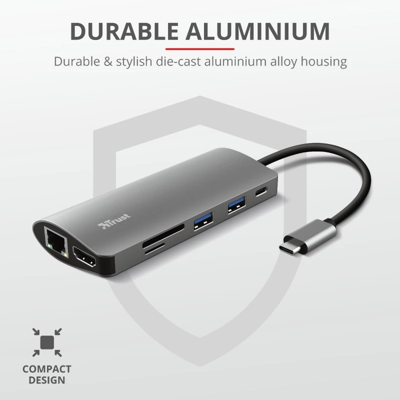 Trust Dalyx interfeisa kartes/adapteris Iekšējais HDMI, RJ-45, USB 3.2 Gen 1 (3.1 Gen 1)