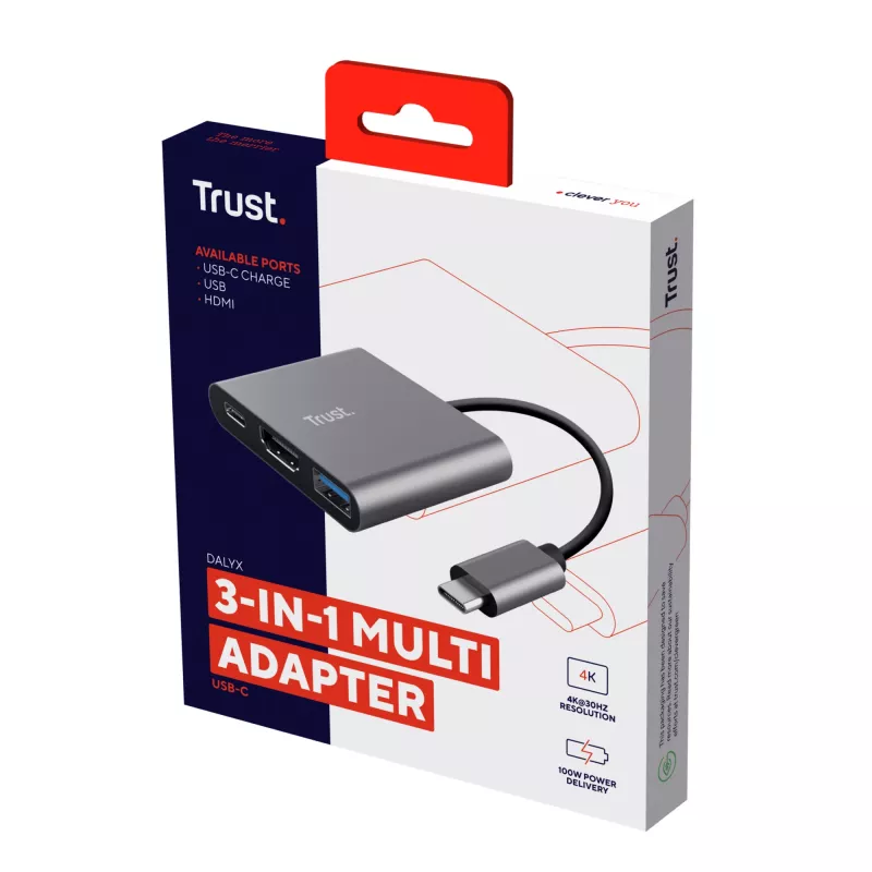 Trust Dalyx USB 3.2 Gen 1 (3.1 Gen 1) Type-C Alumīnijs, Melns