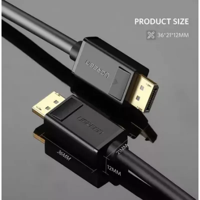 DisplayPort kabelis UGREEN DP102 1 m, DisplayPort 1.2, 21,6 Gbit/s, 3840×2160@60Hz, melns