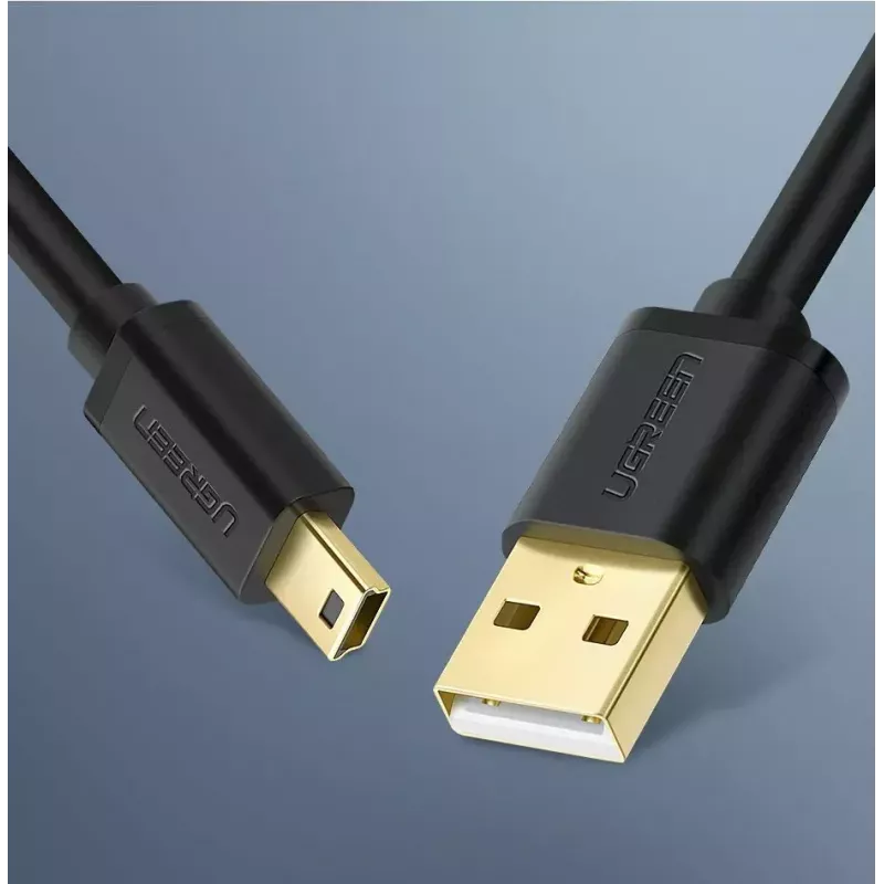 USB kabelis UGREEN 10385 Mini-USB 480 Mbps 1.5 m melns, ātra uzlāde