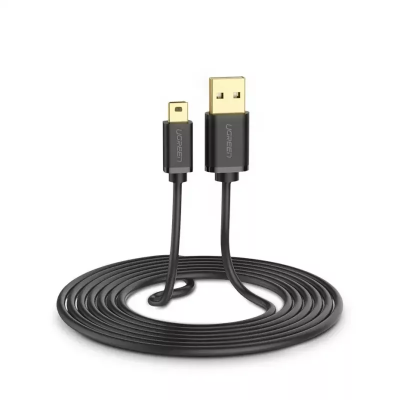 USB kabelis UGREEN 10385 Mini-USB 480 Mbps 1.5 m melns, ātra uzlāde