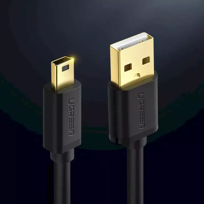 USB kabelis UGREEN 10385 Mini-USB 480 Mbps 1.5 m melns, ātra uzlāde