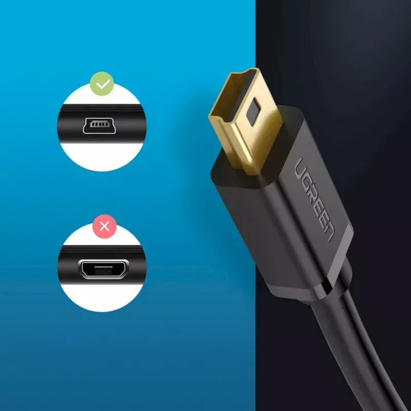 USB kabelis UGREEN 10385 Mini-USB 480 Mbps 1.5 m melns, ātra uzlāde