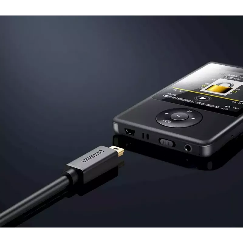 USB kabelis UGREEN 10385 Mini-USB 480 Mbps 1.5 m melns, ātra uzlāde