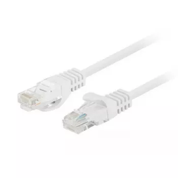 Tīkla komutācijas kabelis LANBERG Cat6 U/UTP 1 m, RJ-45 vīriešu–vīriešu, savīts vadītājs, balts