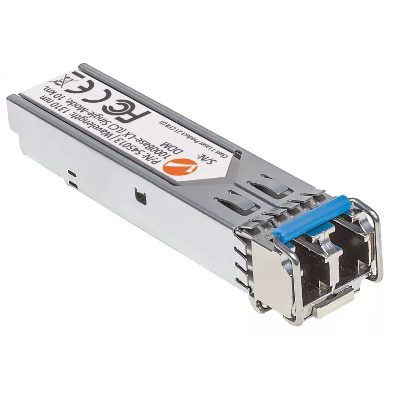 Intellinet raiduztvērēja modulis optisks, gigabitu optiskās šķiedras SFP, 1000Base-Lx (LC) vienmoda ports, 10 km, viļņa garums 1310 nm, atbilst MSA, līdzvērtīgs Cisco GLC-LH-SM, Ethernet, optiskā šķiedra, trīs gadu garantija