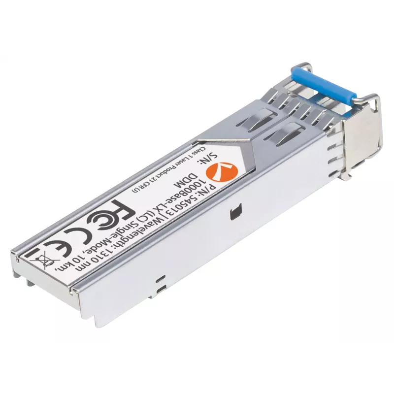 Intellinet raiduztvērēja modulis optisks, gigabitu optiskās šķiedras SFP, 1000Base-Lx (LC) vienmoda ports, 10 km, viļņa garums 1310 nm, atbilst MSA, līdzvērtīgs Cisco GLC-LH-SM, Ethernet, optiskā šķiedra, trīs gadu garantija