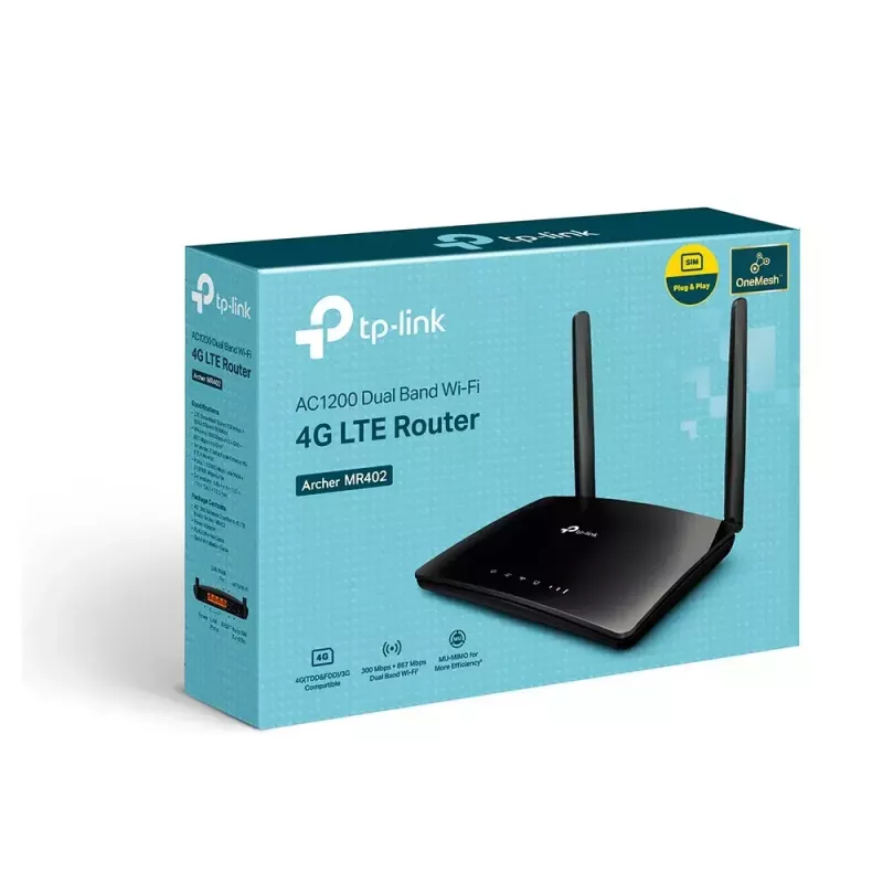 TP-Link Archer MR402 bezvadu maršrutētājs Fast Ethernet Divjoslu (2.4 GHz / 5 GHz) 4G Melns