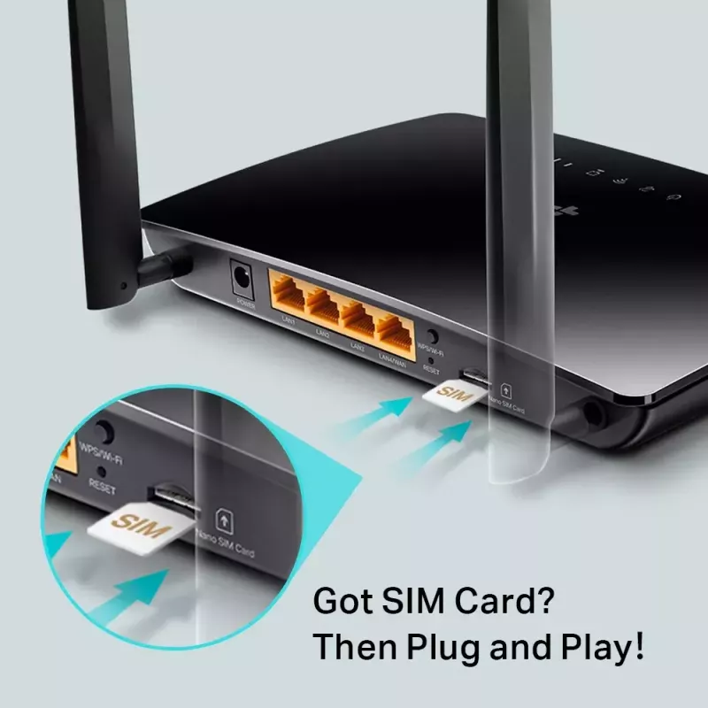 TP-Link Archer MR402 bezvadu maršrutētājs Fast Ethernet Divjoslu (2.4 GHz / 5 GHz) 4G Melns
