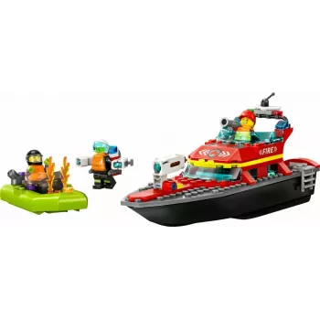 LEGO rotaļu komplekts Ugunsdzēsības glābšanas laiva 60373 — City sērija, 144 gab., 3 mini figūriņas, vecums 5+, izmēri 80×230×70 mm