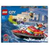 LEGO rotaļu komplekts Ugunsdzēsības glābšanas laiva 60373 — City sērija, 144 gab., 3 mini figūriņas, vecums 5+, izmēri 80×230×70 mm