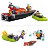 LEGO rotaļu komplekts Ugunsdzēsības glābšanas laiva 60373 — City sērija, 144 gab., 3 mini figūriņas, vecums 5+, izmēri 80×230×70 mm