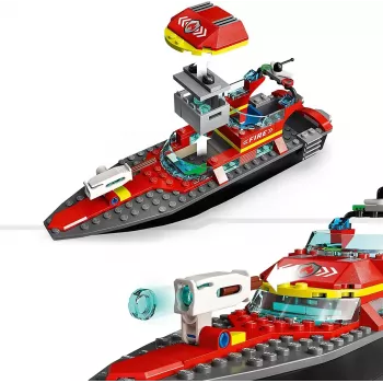 LEGO rotaļu komplekts Ugunsdzēsības glābšanas laiva 60373 — City sērija, 144 gab., 3 mini figūriņas, vecums 5+, izmēri 80×230×70 mm