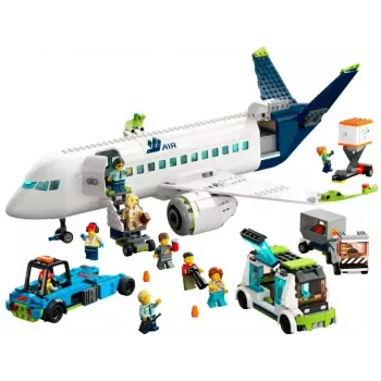 LEGO Passenger Plane būvkomplekts 60367 — City sērija, 913 detaļas, 2 minifigūras, detalizēts interjers