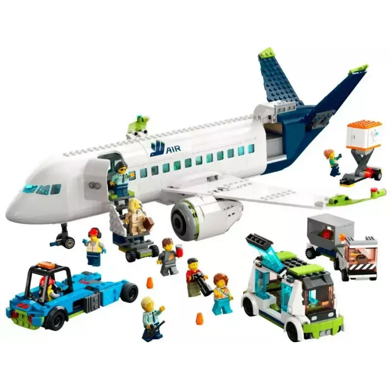 LEGO Passenger Plane būvkomplekts 60367 — City sērija, 913 detaļas, 2 minifigūras, detalizēts interjers