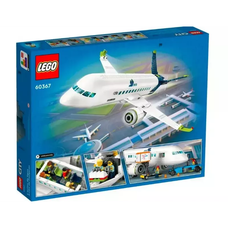 LEGO Passenger Plane būvkomplekts 60367 — City sērija, 913 detaļas, 2 minifigūras, detalizēts interjers