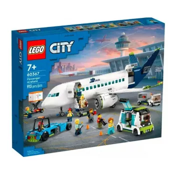 LEGO Passenger Plane būvkomplekts 60367 — City sērija, 913 detaļas, 2 minifigūras, detalizēts interjers