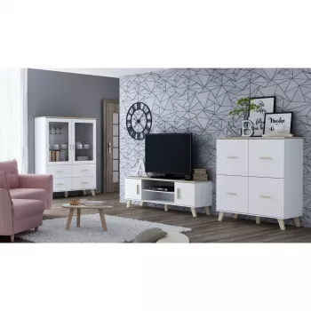 Bufete cama meble LOTTA 110 4D — 4 durvis, 6 plaukti, Sonoma ozola virsma, 1100×540×1190 mm