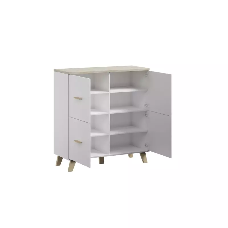 Bufete cama meble LOTTA 110 4D — 4 durvis, 6 plaukti, Sonoma ozola virsma, 1100×540×1190 mm