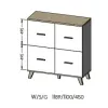 Bufete cama meble LOTTA 110 4D — 4 durvis, 6 plaukti, Sonoma ozola virsma, 1100×540×1190 mm