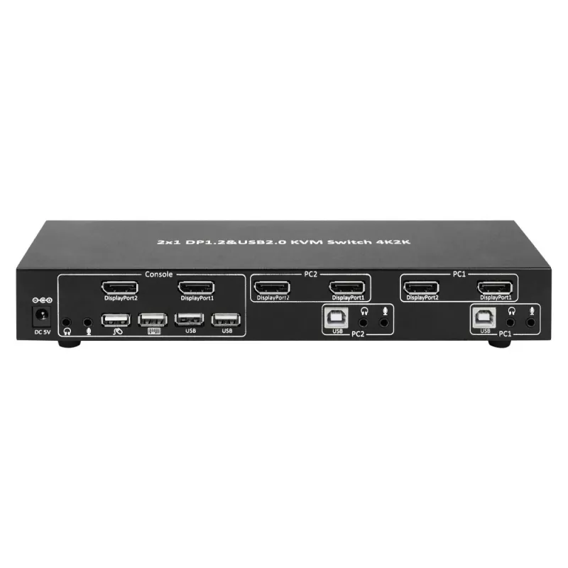 Techly IDATA DP-KVM2 KVM slēdzis melns