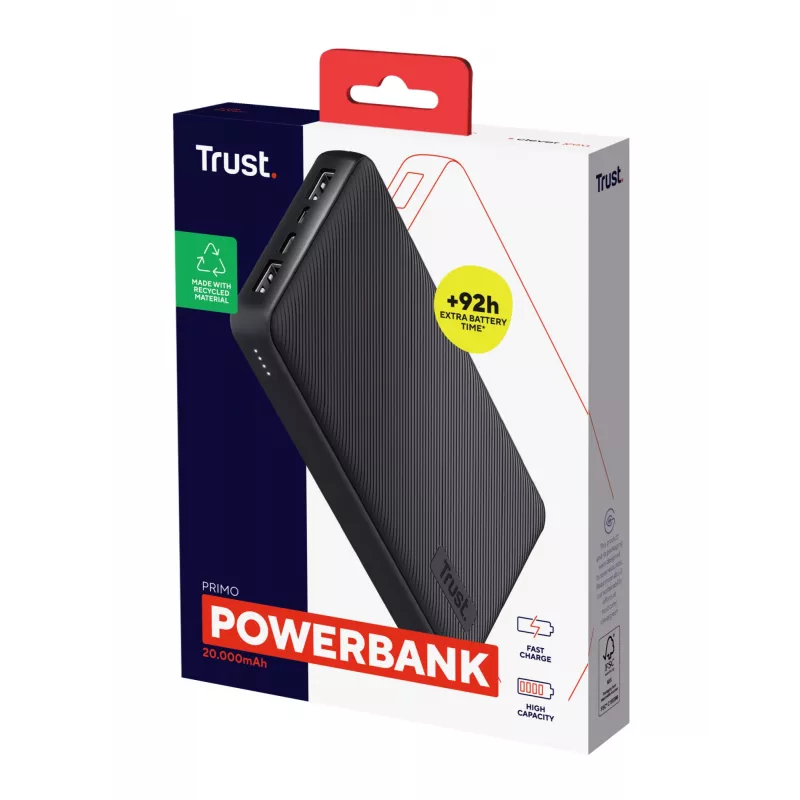 Trust Primo litija jonu (Li-Ion) 20000 mAh melns