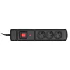 Strāvas sadalītājs ActiveJet COMBO 3GN 1,5 m — 3 E tipa rozetes, 230 V, 10 A, melns